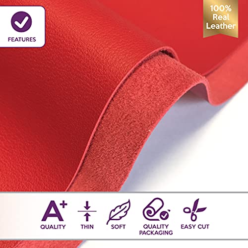Real Bright RED Leather Material: Genuine True Red Lambskin Leather Sheet for Crafting, Sewing and Personalized Leather Projects (True Red, 12x12In/ 30x30cm) - color: True Red, size: 12x12In/ 30x30cm