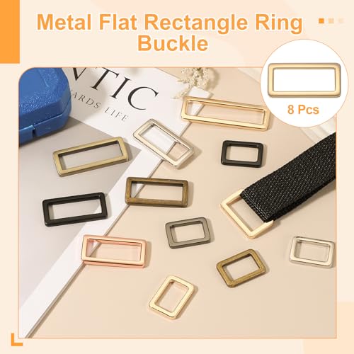 uxcell 8pcs Metal Flat Rectangle Ring, Rectangular Buckle Rings Square Strap Webbing Loop for Bag Belt Purse DIY - color: Light Gold, size: 32mm(1-1/4 inches)