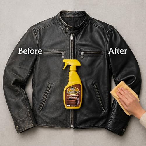 MR. LEATHER Cleaner & Conditioner Spray, Safe for All Leather & Vinyl, 16oz | Made with Natural Oils, Hydrating & Water-Repelling Spray, Ideal for Leather Furniture, Sofa, Auto Interior, Shoes & Bags - size: 16 Fl Oz (Pack of 1)