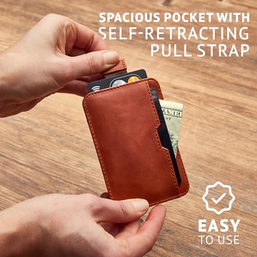 Vaultskin CHELSEA Slim Leather Card Wallet for Men, RFID (Cognac) - color: Cognac