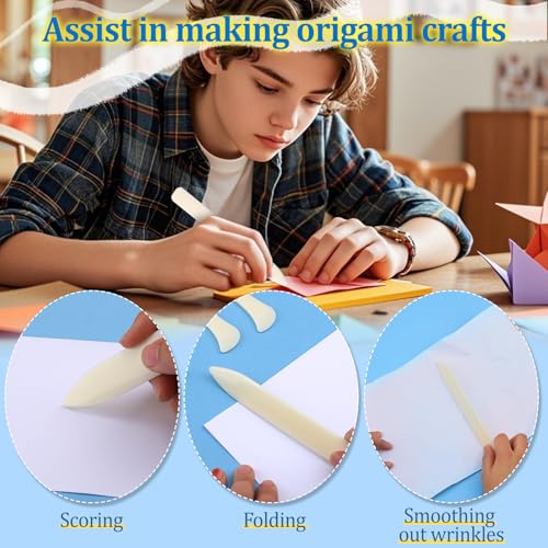 9 Pcs Bone Folder Tool Scoring Tool Bone Tool Paper Folding Tools | Folding Bone for Paper Book Binding Kit Leather Burnishing Card Making for Folding Scoring Creasing Origami Scrapbooking - size: 9 PCS