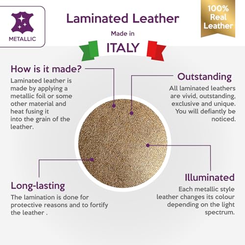 Real Dark Gold Metallic Leather: Genuine Shiny Leather with Metallic Top for Sewing, Crafting and Jewelry Making (Dark Gold, 8x10In/ 20x25cm) - color: Dark Gold, size: 8x10In/ 20x25cm