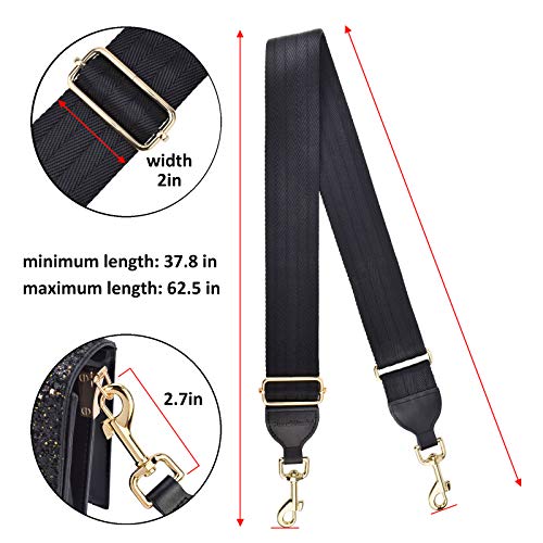 CLOUDMUSIC Handbag Strap Replacement Shoulder Crossbody Strap Purse Strap for Women Girls - color: Black