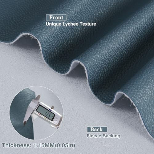 Faux Leather Fabric 55" W 1.15MM Thicken Marine Vinyl Fabric 1 Yard 36"x55" | by The Yard, Waterproof, Soft Synthetic PU Leather Material for Upholstery Sofa Bags Chairs Earrings Bows DIY, Grey-Blue - color: Grey-blue, size: Pre-Cut 1 Yard