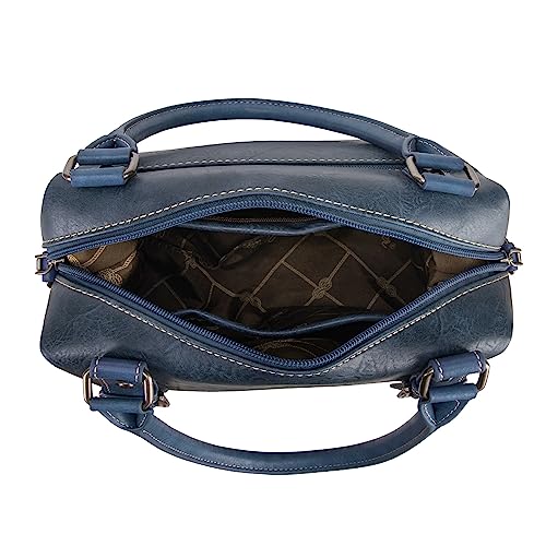 Wrangler 3Pcs Doctor Bag Sets for Women Top-handle Satchel Bag with Cell Phone Handbag and Coin Purse - color: Jet Oxford Jean
