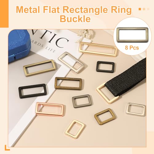 uxcell 8pcs Metal Flat Rectangle Ring, Rectangular Buckle Rings Square Strap Webbing Loop for Bag Belt Purse DIY - color: Brass, size: 39mm(1-1/2 inches)