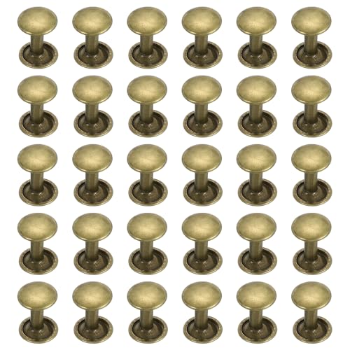 uxcell 100 Sets Double Cap Leather Rivets, 9x12mm Round Cap Metal Studs Rivets for Leather Craft Repair DIY Purse Belts Bags Shoes, Bronze - color: Bronze, size: 9x12mm