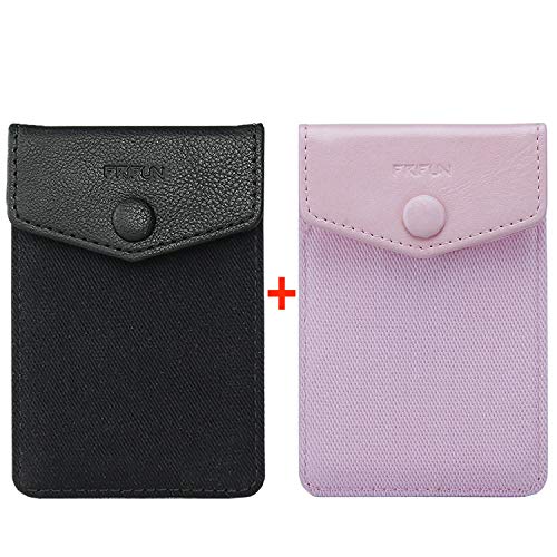 Ultra-Slim Self Adhesive Credit Card Leather Wallet - color: Black +Pink（2 Packs）