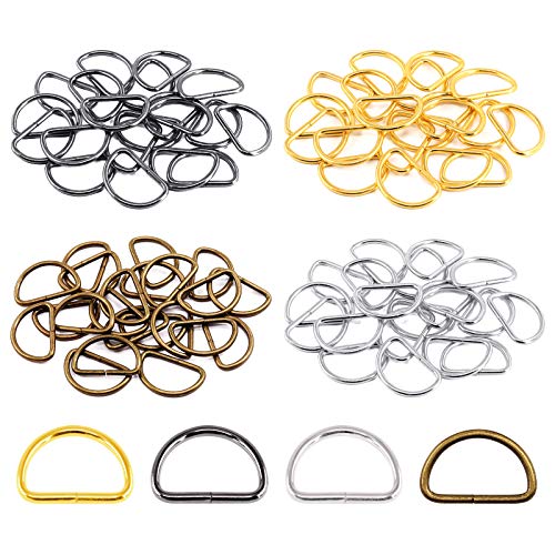 Swpeet 120Pcs 5/4 Inch - 30mm 4Colors Multi-Purpose Metal D Ring Semi-Circular D Ring for Hardware Bags Ring Hand DIY Accessories (Mixed Color, 5/4 inch) - color: Mixed Color, size: 5/4 inch