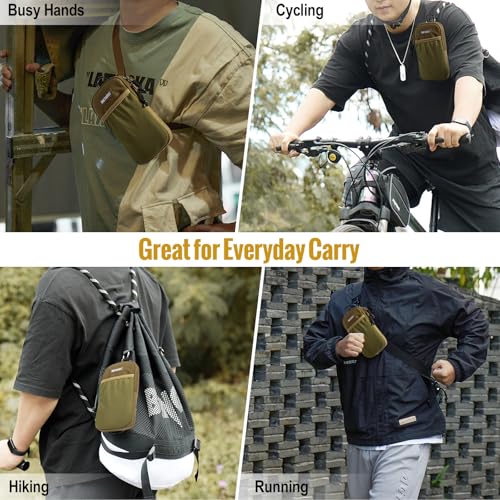 ONETIGRIS Backpack Strap Pouch, MOLLE Phone Holster for Backpack & Belt - color: Brown