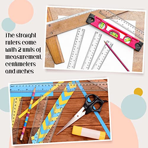 Fuutreo 100 Pack 12 Inch Rulers Bulk Plastic Clear Rulers for Classroom