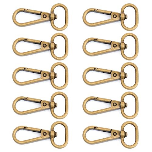 CRAFTMEMORE 10 Sets Antique Brass Snap Hooks Lobster Clasp Swivel Push Gate Fashion Clips with D Ring Craft FSD1 (3/4 Inch) - color: Antique Brass, size: 3/4 inch