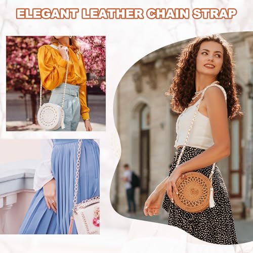 PATIKIL Purse Chain Strap, 24 Inch Leather Chain Straps Purse Strap Replacement Flat Chain Strap with Tassel for Shoulder Crossbody Bag Handbag Woman, Red/Silver - color: Red/Silver