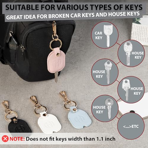 Leather Key Cover for Broken Car Key Loop Replacement | Double-Layer PU Leather Protects Car Keys from Scratches and Damage - color: Small-black01