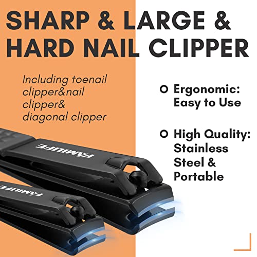 FAMILIFE Gifts for Men, Manicure Set Clippers Manicure Kit Nail Clipper Sets 16pcs Mens Grooming Kits Professional Stainless Steel Nail Kit Brown Leather Case Travel Kits - color: Medium Brown