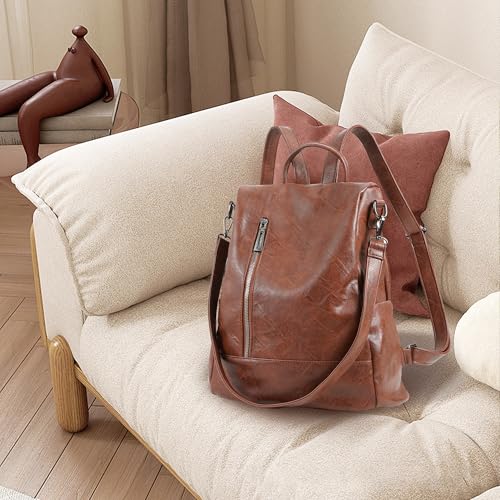 Small Women Backpack Purse PU Leather Anti-theft Casual Shoulder Bag Fashion Ladies Satchel Bags - color: Tortoiseshell Brown, size: Small
