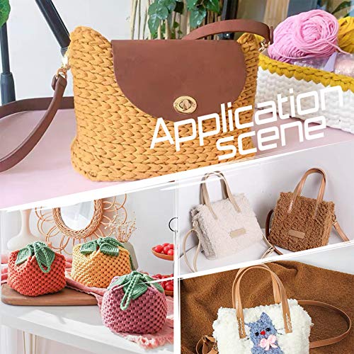 PandaHall DIY PU Leather Bag Knitting Set, Leather Bag Bottom/26 inch Shoulder Strap/Bags Twist Lock/Flap Cover/Bag Buckles for Crochet Handbag Tote Shoulder Bags, Brown(7 Kinds of Accessories) - color: Brown