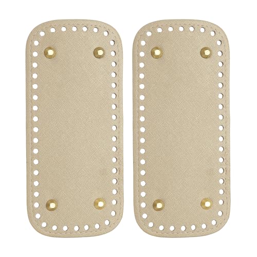 PATIKIL 7.9 x 3.5inch Leather Bag Bottom, 2 Pcs PU Leather Bag Bases Purse Making Knitting Rectangle Crochet Bottom Shaper Pad with Holes Durable for Crochet DIY Handbag Tote, Gold - color: Gold