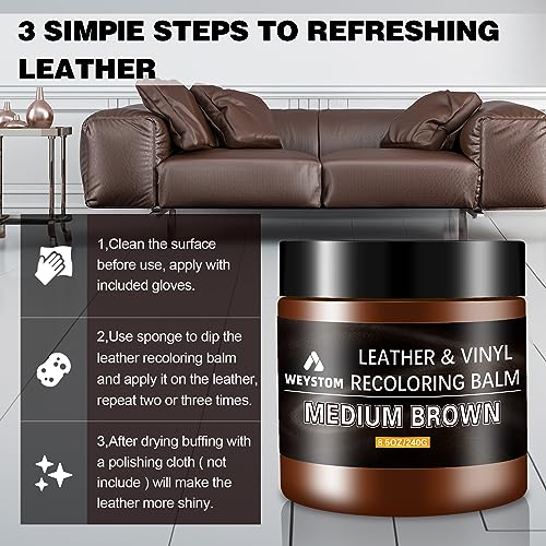 Leather Recoloring Balm, Color Restorer Conditioner, Leather Dye for Furniture, Couch Paint and Repair, Scratch Remover, Leather Color for Couches, Leather Repair Kits - color: Medium Brown