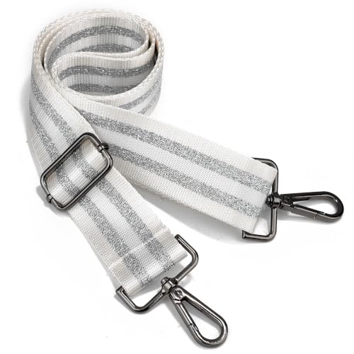 LVYOUME Purse Strap Silver Hardware Wide Bag Straps Replacement Crossbody Adjustable Shoulder Strap for Purses - color: Black Hardware-white