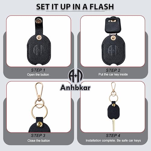 Leather Key Cover for Broken Car Key Loop Replacement | Double-Layer PU Leather Protects Car Keys from Scratches and Damage - color: Small-black01