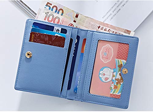 Women Wallets Small Bifold Leather Pocket Wallet Ladies Mini Short Purse - color: Blue