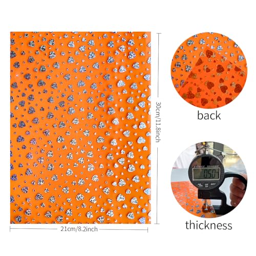 6 Pcs/Set 8.3"x11.8" Candy Color Jelly Vinyl Sheets, Fluorescent Neon Heart Pattern Clear PVC Faux Leather for Hair Bows Pouches Making, Laser Pattern - color: Laser