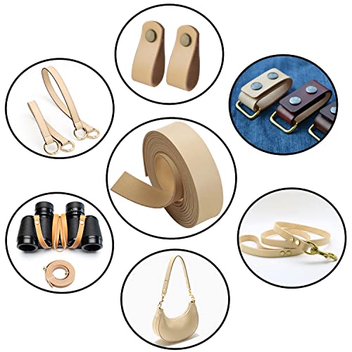 Picheng Flat Faux Leather Strap: 1 Inch Wide Soft Apricot Leather Strips - color: Apricot