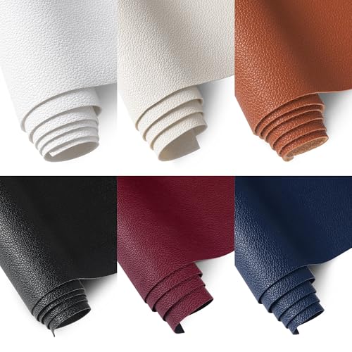 Marine Vinyl Fabric, Upholstery Faux Leather Fabric by The Yard, 1.05mm Lychee Texture Leather Sheets for Sofa Chairs Handbags Hair Bows Earrings Crafts (1 Foot 12''X 54'', Black) - color: Black, size: 1 Foot