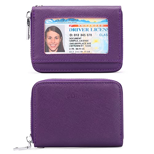 GOIACII Wallets for Women RFID Blocking Ultra Slim Real Leather Credit Card Holder Clutch - color: Z-Purple