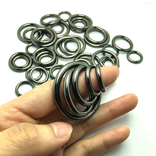 50 Pcs Gun black Assorted Multi-Purpose Metal O Ring for Hardware Bags Ring Hand DIY Accessories - 13mm, 15mm, 20mm, 25mm, 32mm (O ring-Gun black)