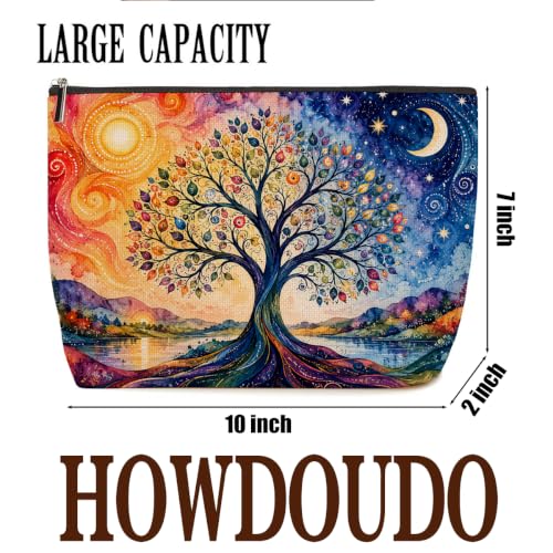 Tree of Life Makeup Bag for Women Vintage Cosmic Design Cosmetic Bag - color: Multicolor 1812