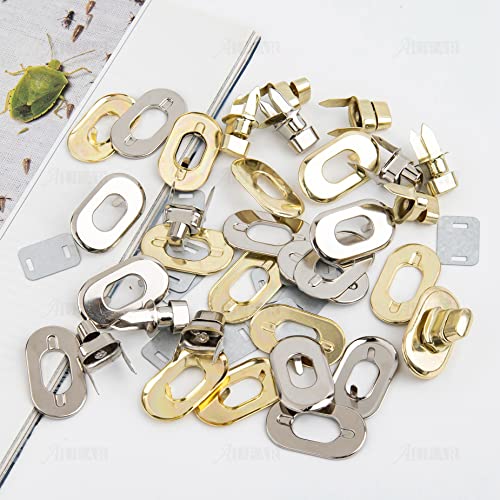 AUEAR, 12 Pack Silver & Gold Turn Lock Clasp Hardware Purse Closure Latches Metal Handbag Twist Fasteners for DIY Bag Craft Project - color: Silver & Gold