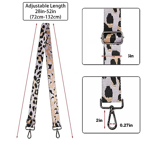 LVYOUME Purse Strap Silver Hardware Wide Bag Straps Replacement Crossbody Adjustable Shoulder Strap for Purses - color: Black Hardware-leopard-purple-c29