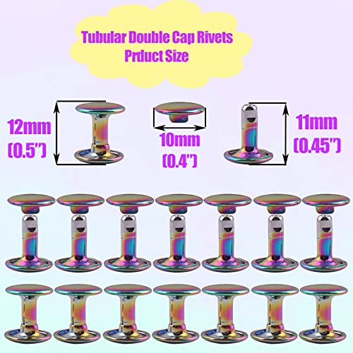Rose Gold Tubular Double Cap Rivets - 10mm Metal Button Round Rapid Rivet Rivet Studs for Purse Handbags Shoes Belts Leather Craft(10mm Rose Gold 100pcs) | Metal Button Round Rapid Rivet, Rivet Studs, For Purse Handbags Shoes Belts, Leather Craft - color: