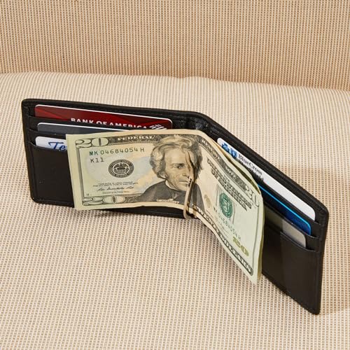 Brown Men's Slim Bifold Wallet with Money Clip - Brown - color: Brown