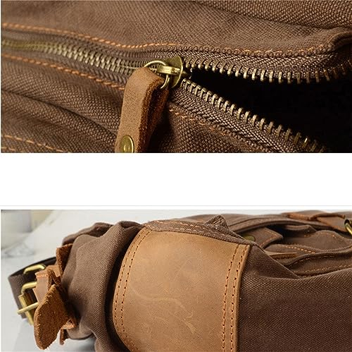 Canvas Messenger Bag, Vintage Genuine Leather Shoulder Bag, Briefcase Crossbody Satchel Purse Laptop Bag Medium | Vintage - color: Black