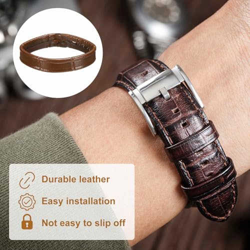 HARFINGTON Leather Watch Band Loops Replacement Watch Band Keeper Watch Strap Holder Retainer Wristwatch Strap Fastener Rings - color: Brown, size: 24mm