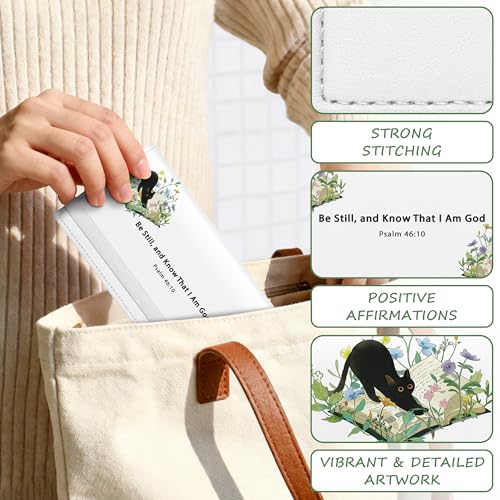 Tipmile Checkbook Covers for Personal Checkbook, PU Leather Checkbook Holder for Women and Men with Elastic Band, Effortless Sophistication - color: D Be Still