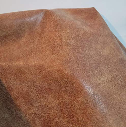 NAT Leathers | Blonde Distressed Vegan Faux Leather Synthetic Pleather 0.9 mm 1/2 Yard Soft Smooth Upholstery Half Yard (18" x 54") (Blonde Distress) - color: Blonde Distress