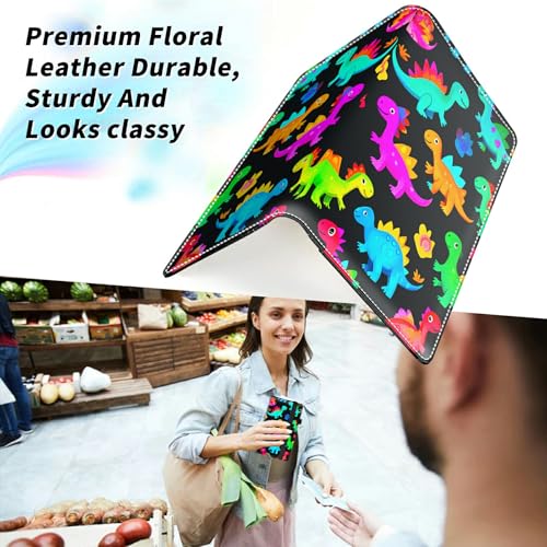 Check Book Cover for Personal Checkbook, Leather Business Checkbooks Plastic Insert Flap Card Holder Pen Hoop Holder with RFID Blocking Slim Wallet for Women Men, Baby Dinosaur - color: Baby Dinosaur