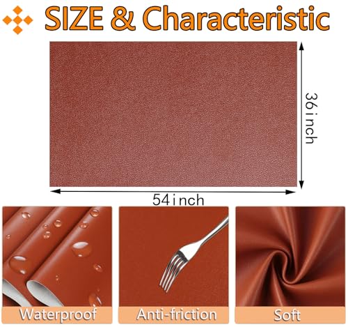 CDY Marine Vinyl Faux Leather: Soft Waterproof Faux Leather Fabric 54"x 36" | Durable Easy to Cut Marine Vinyl Brown Leather - Upholstery Fabric for Making Crafts DIY Upholstery Boat Car Sofa (Brown) - color: Brown