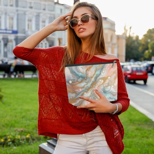 Fluid Ink Gradient Marble Makeup Bag, Cosmetic Bags for Women | Abstract Portable Travel Toiletry Bag Elegant Gift for Women Grandma Friend Auntie Nurse Graduation Birthday Christmas - color: Pastel Marble 470