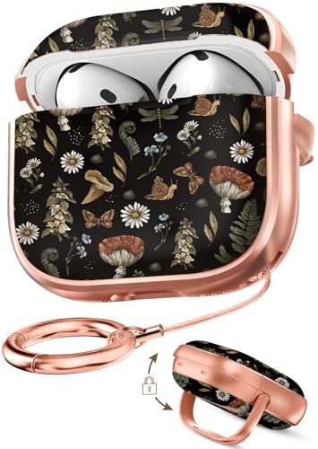 for AirPods 4 Case with Safety Lock - Cute Cartoon for Women Girls Fashion Stylish Mushroom Pattern Design Kawaii Girly Girlish Hard Protective Cover for AirPods 4th Generation 2024 - color: Aesthetic Mushroom, size: for AirPods 4