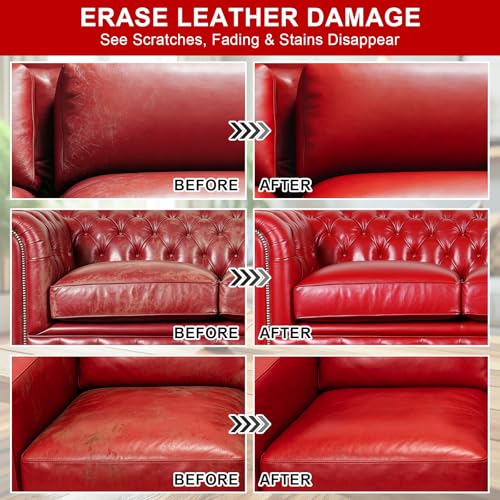 STARTSO WORLD Leather Recoloring Balm, Red Leather Repair Kit for Furniture, Leather Dye, Leather Color Restorer for Couches, Leather Couch Paint | Repair, Restore & Renew Old, Faded Leather - color: Red, size: Leather Recoloring Balm