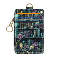 Slim Wallet Credit Card Holder,Skeleton Bookshelf, RFID Wallet Women Cute Small Front Pocket Wallet With Zipper, PU Leather Thin travel RFID Blocking Card Case ID Window,Ladies Gifts - color: Skeleton Bookshelf