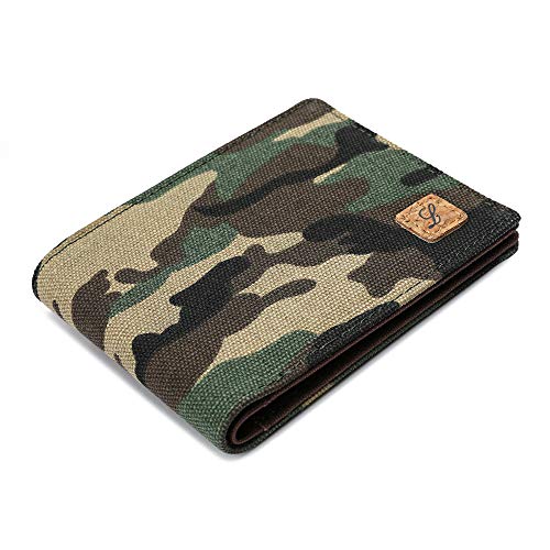 Lanyani Minimalist Fabric Wallet Bifold RFID Blocking - color: Woodland Camo