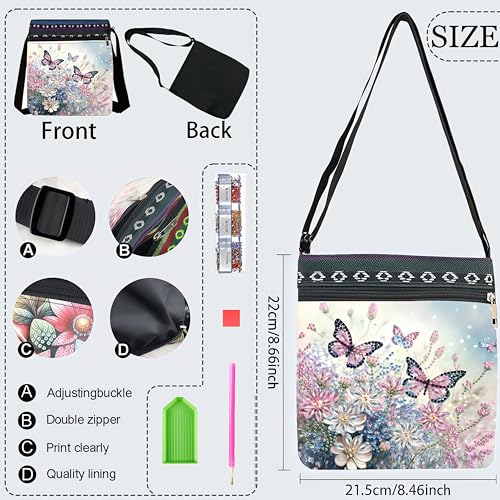 DDGYP Butterfly Purse Diamond Painting Crossbody Bag，1PC | Diamond Art Kits for Adults Women, PU Leather Art Bag, DIY Craft Kits for Adults, Ideal Gift for Handmade Lovers - color: Butterfly Flower 5