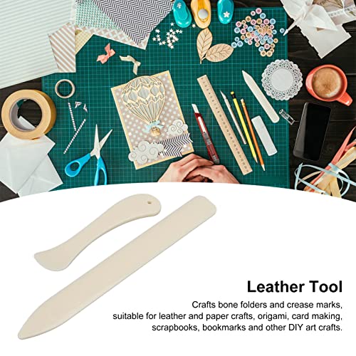 Bone Folder Set, 2 Piece Plastic Paper Creaser, Leather Burnishing Tool for Bookbinding, Card Making, Scrapbooking, Non Stick Scoring Craft Tools