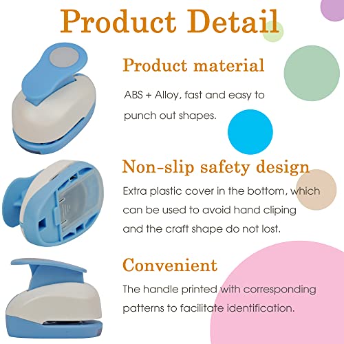 Ecohu Set 5 Circle Paper Punch 0.3'' / 0.6'' / 1'' / 1.5'' / 2'', Scrapbooking Hole Punches Crafting, Design for Office Supplies, Card Making, DIY Photo Album. - style: Set 5